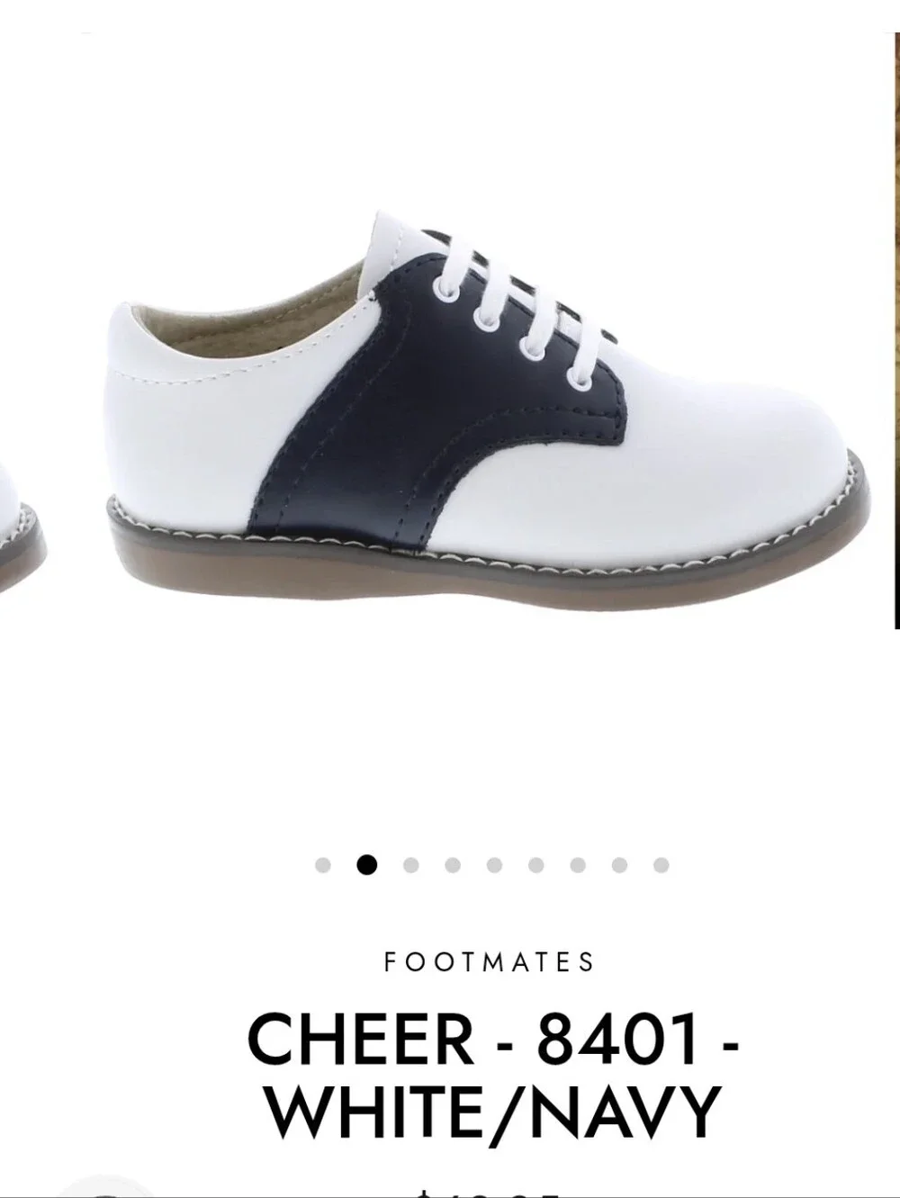 Footmates Cheer Boys Leather White/Navy Lace-Up Shoes, Size 1